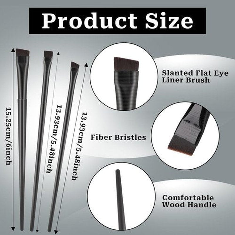 Skiennix 12 Pack Angled Eyeliner Brush Set - Ultra Thin Eyebrow & Eye Makeup Applicators