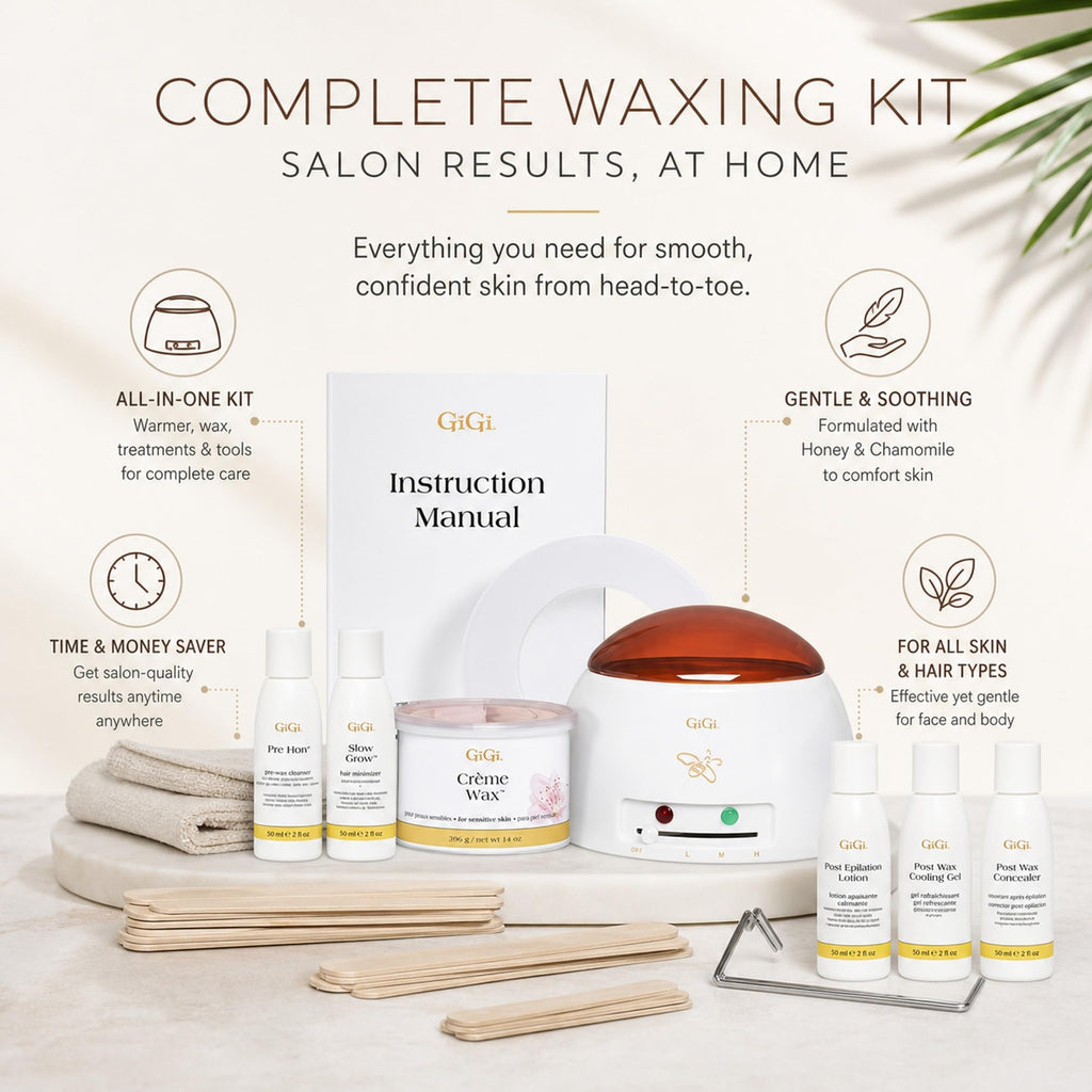GiGi Creme Wax Hair Removal Waxing Kit, Wax Warmer for Face, Body & Eyebrow