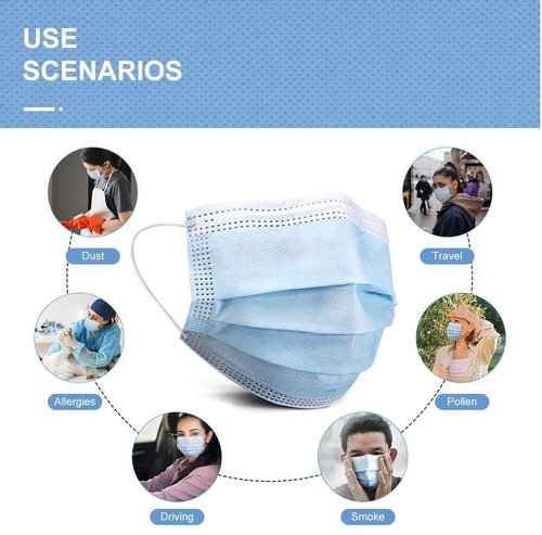 Face Mask, 100 Count (Blue)