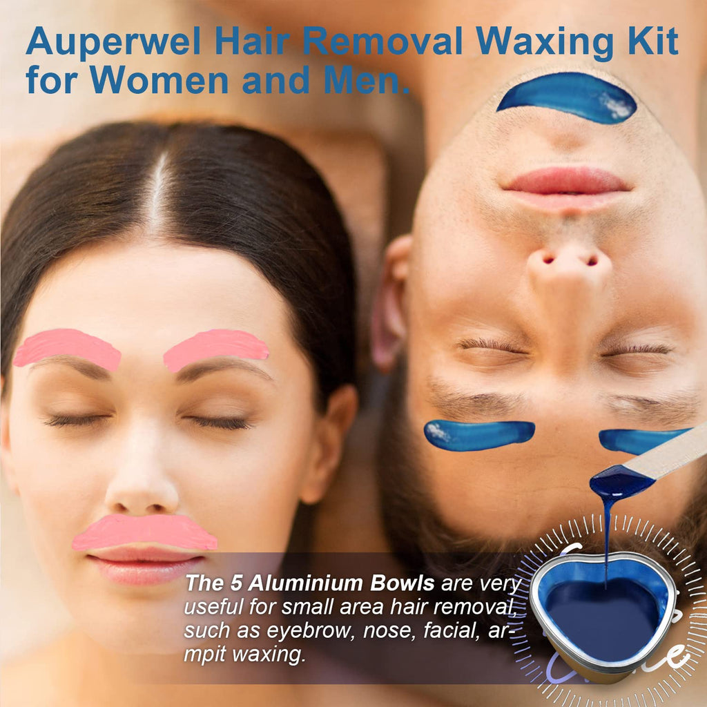 Auperwel Waxing Kit for Women - Automatic Thermostatic Wax Warmer for Hair Removal, Includes 14.1oz Wax Beads, Beginner-Friendly, Perfect for Full Body Waxing