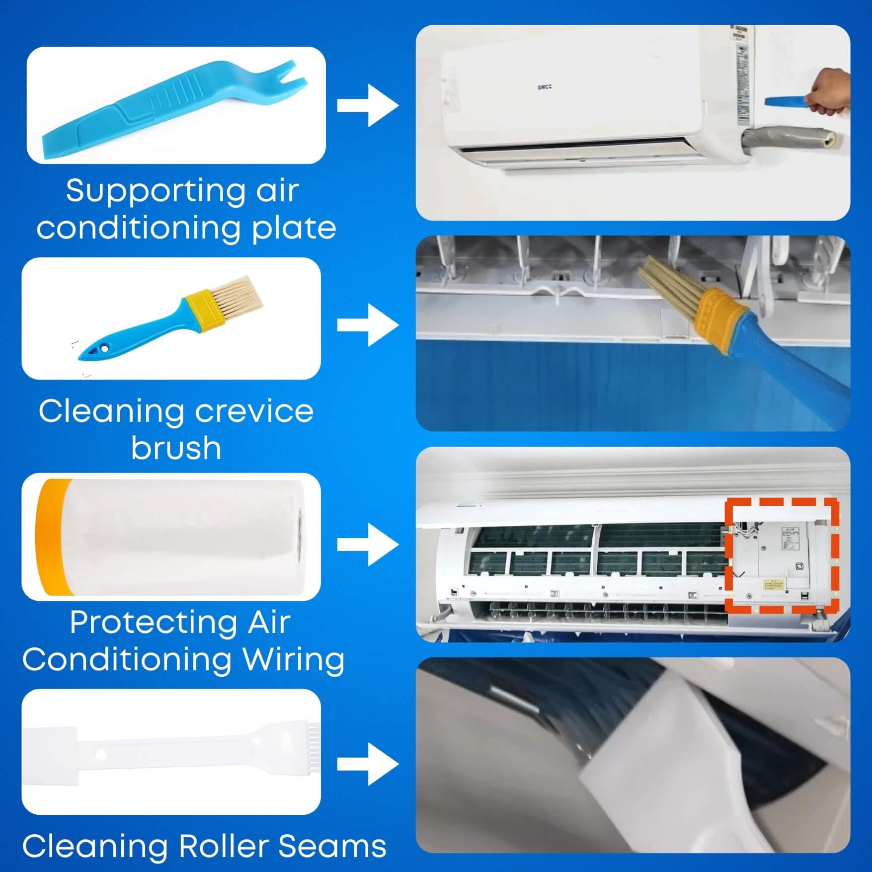 Oiktylr Mini Split Cleaning Kit Bag with 2L High Pressure Sprayer, Air Conditioner Cleaning Kit with Waterproof PVC AC Cleaning Cover Bib with HVAC Cleaning Tools, Large