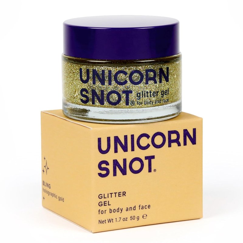 Unicorn Snot Holographic Face & Body Glitter Gel - Vegan, Cruelty-Free, 1.7 oz Gold Glitter