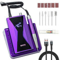 BETE Professional Nail Drill Machine, 0-40000RPM Brushless Durable Electric Nail File for Acrylic Gel Nails, Rechargeable Nail Drill with Charging Base with 6pcs Drill Bits for Salon Home, Purple