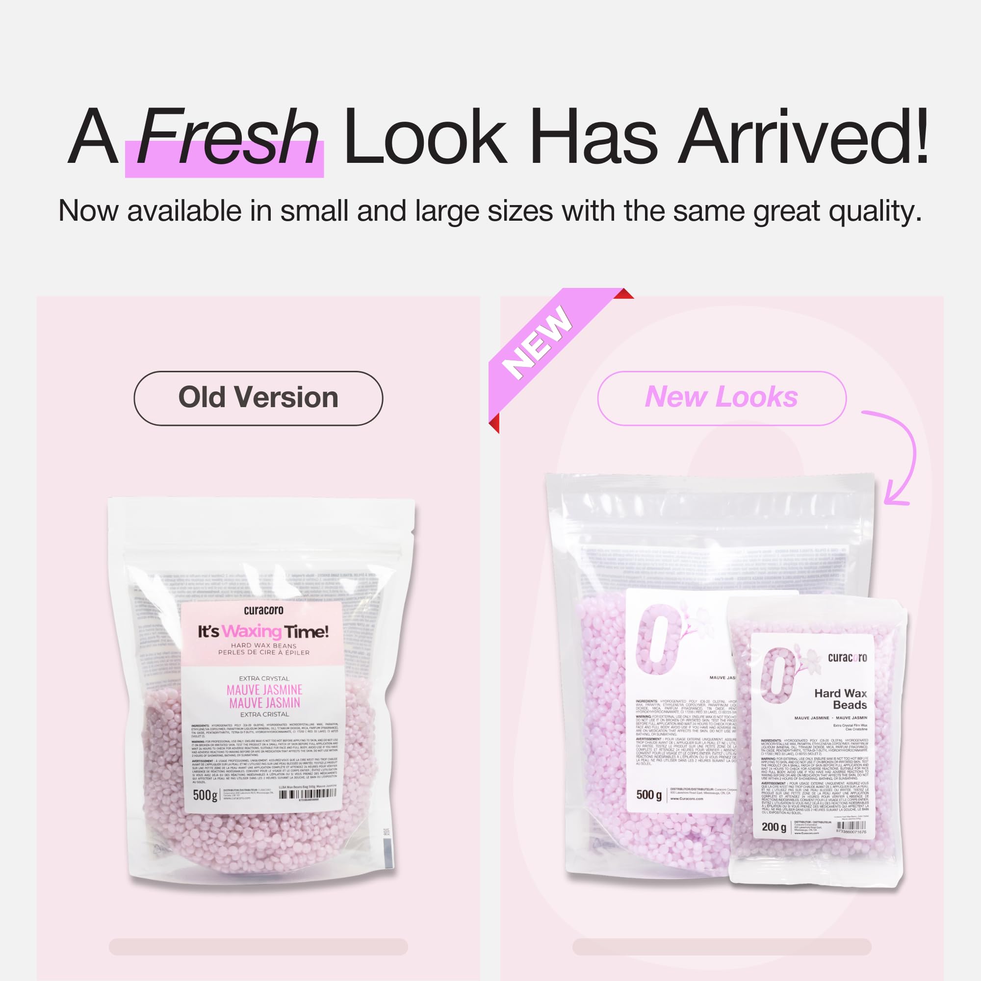 Curacoro Italian Wax Beans - 500g Hard Wax Beads for Full Body Hair Removal on Face, Body, Brazilian, Bikini, Legs, Underarms, Skin-Friendly Waxing Beads for Women & Men, Made in Italy (Mauve Jasmine)