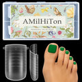 Straight Polygel Dual Wide Toe Nail Forms for Poly Gel Extensions, Larger Flat Full Cover Molds for French Toenail, Press on Toenails for Women Extensions Home DIY Nail Salon 160PCS 16Sizes