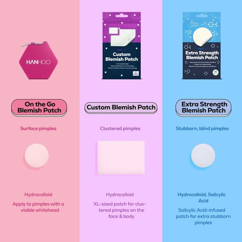 Hanhoo On the Go Blemish Patch, 108 Count, Pimple Patch Dispenser, Shrinks Pimples, Protects from Finger-picking and Dirt, Absorbs Fluid, Acne Spot Patches, Invisible Pimple Patches, Korean Skincare