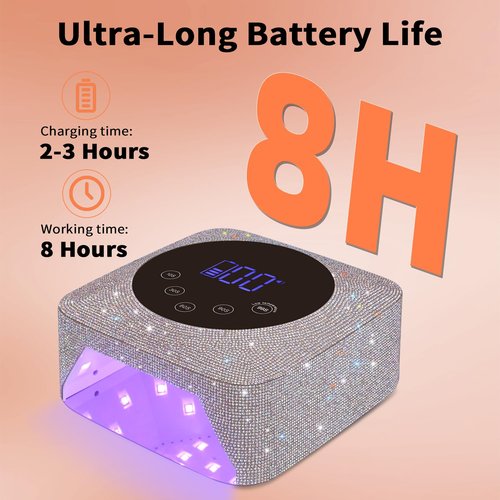 Kikugu Cordless UV LED Nail Lamp,72W Rechargeable UV Light for Gel Nails with 5 Timer Setting Quick Dry Curing Lamp with Display Auto Sensor for Salon & Home(AB Diamond)