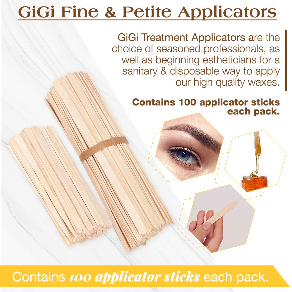 Gigi Wax Sticks for Hair Removal – Fine & Petite, Wax Applicator Sticks, Wooden Waxing Stick for Eyebrow & Facial Waxing, 100 Count Each