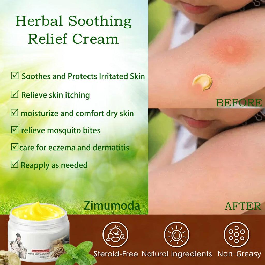 zimumoda Herbal Body Care Cream - Relieves Dry and Tight Skin, Soothing Skin | Relieves Itching, Rich in Menthol, Calendula & Dendrobium | 1 FL oz
