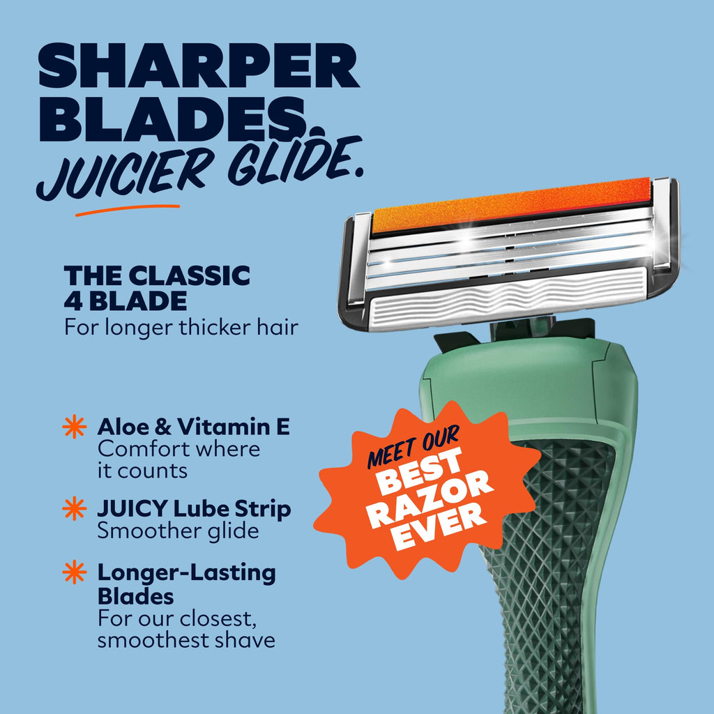 Dollar Shave Club | The Member Exclusive Shave Set | 4 Swift Rinse Refill Cartridges, 1 Handle (Green), 1 Shave Butter 3 ounce, 1 Razor Cover, Razors for Men