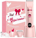 Skiennix Bikini Trimmer for Women - 3-in-1 Waterproof Electric Razor with LED Display | Pink