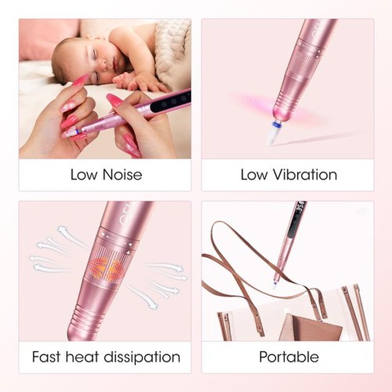 Gellen Gel Nail Polish Remover Professional Electric Nail File, 11 in 1 Nail Drill Kit, Cordless Rechargeable Pedicure Manicure Kit Nail Drill for Acrylic Gel Nails Tips
