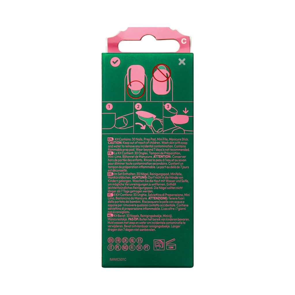 WICKED X imPRESS Press On Nails, ‘Jolly Old Shiz’, Multicolor, Medium Coffin, New Improved Adhesive, Up To 10 Day Hold, Includes 30 Fake Nails, 1 Prep Pad, 1 Manicure Stick, 1 Mini File
