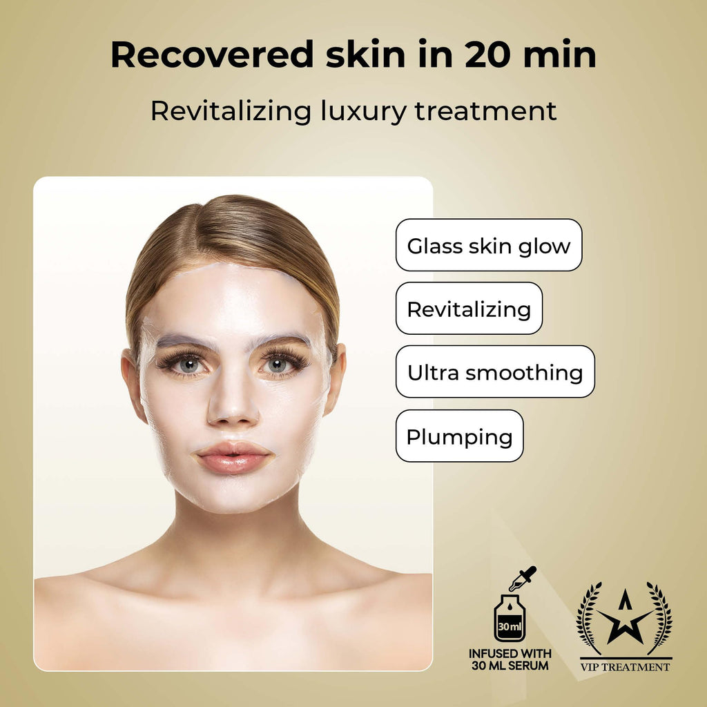 STARSKIN VIP Gold Mask Face, Coconut Bio-Cellulose Revitalizing Face Mask for all Skin Types, Korean Skin Care, Instant Hydration and Plump, Moisturizing and Nourishing, K-Beauty (Pack of 4)