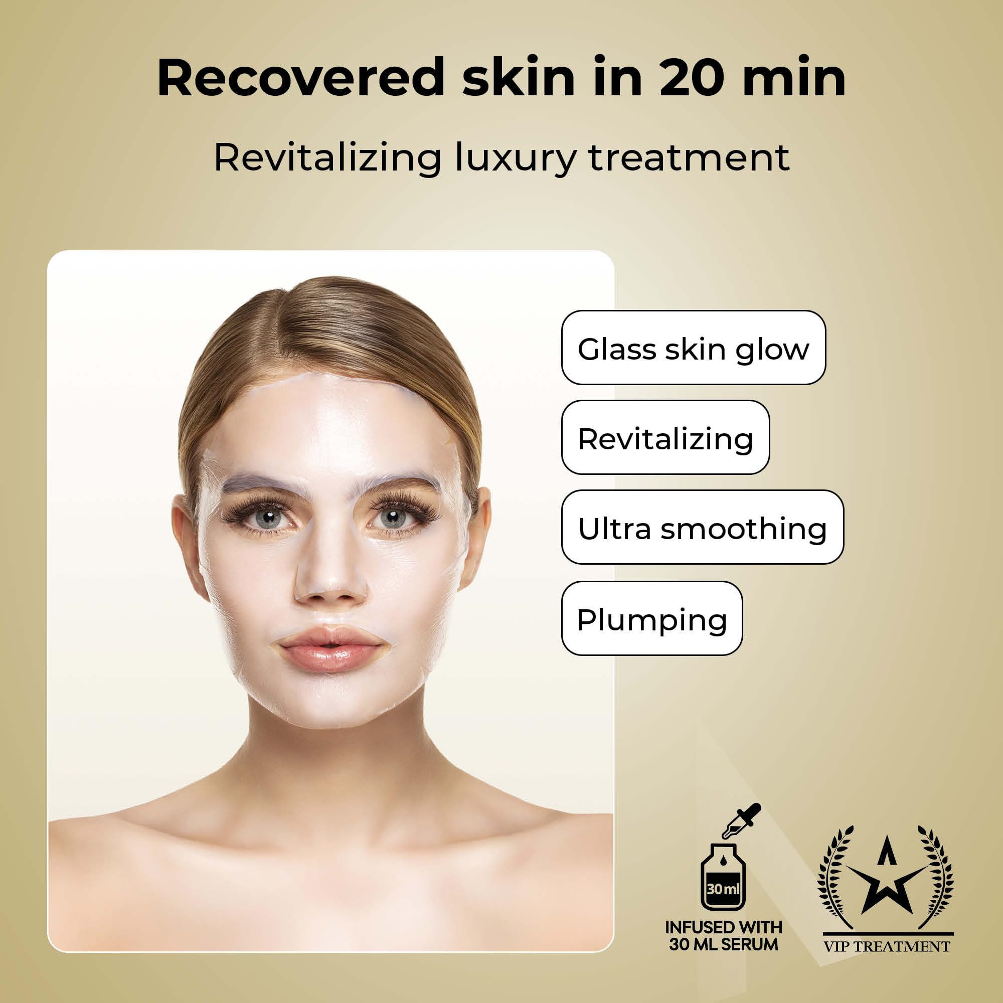 STARSKIN VIP Gold Mask Face, Coconut Bio-Cellulose Revitalizing Face Mask for all Skin Types, Korean Skin Care, Instant Hydration and Plump, Moisturizing and Nourishing, K-Beauty (Pack of 4)