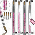 Acrylic Nail Brush Set, 4PCS Acrylic Nail Brushes Professional Nail Brush for Acrylic Application 3D Nail Carving DIY Acrylic Powder Brushes Liquid Glitter Nail Art Brush Size #8#10#12#14 (Pink)