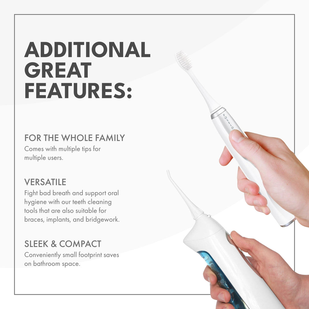 ToiletTree Products Poseidon Irrigator and Toothbrush Combo - Rechargeable Sonic Toothbrush and Oral Irrigator to Support Oral Health and Fight Bad Breath - Comes with Extra Tips for Multiple Users