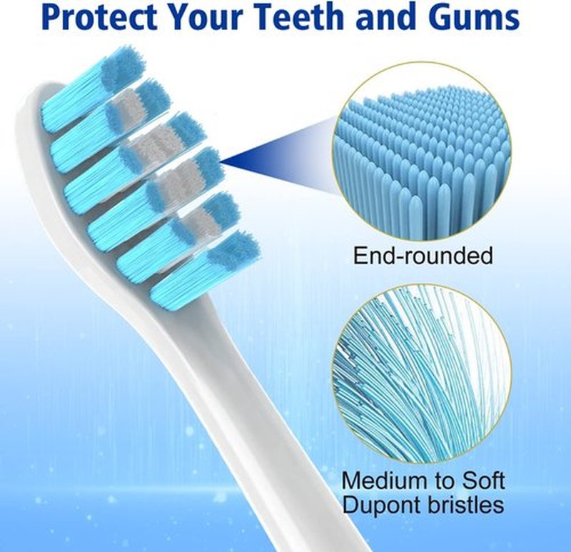 OralClass Replacement Toothbrush Heads - Medium Soft Refills for Philips Sonicare Click-On Handles | 8 Pack