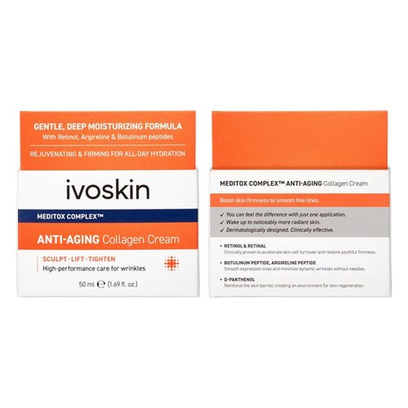IVOSKIN Collagen Neck Cream with Retinol & Multi Peptides, Firming & Tightening Moisturizer for Fine Lines, Décolleté, Sagging Skin, Korean Skincare, 1.69 fl oz (50 ml)