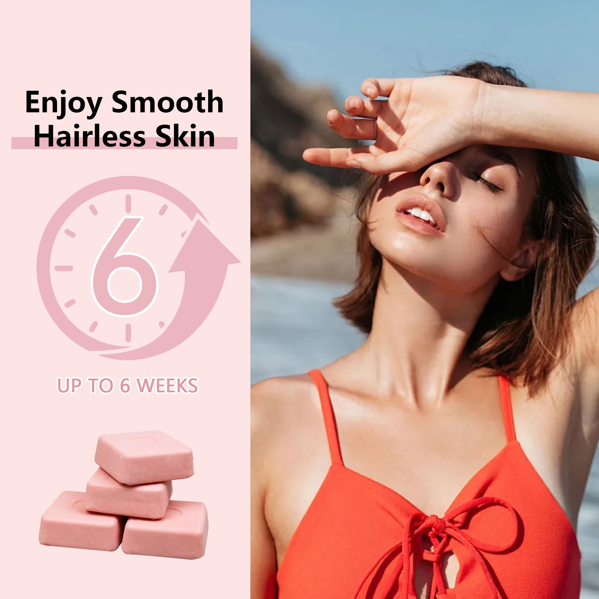 EarayWax Hard Wax, 1lb Wax Blocks for Hair Removal Sensitive Skin with Rose Formula, Perfect for Full Body, Facial, Brazilian Bikini, and Legs at Home Wax Refill for Women Men