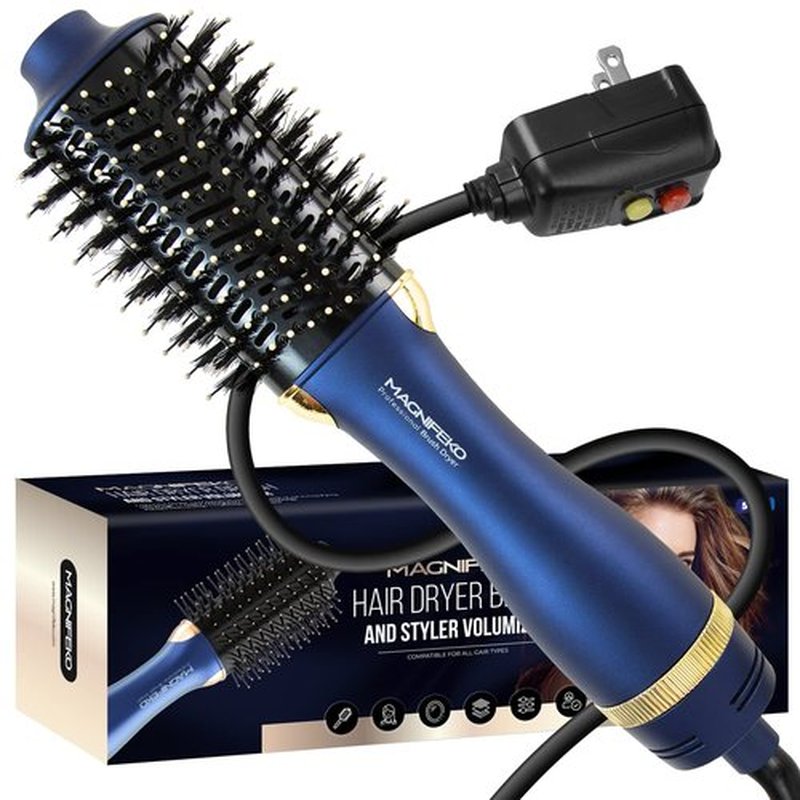 Magnifeko Round Hair Dryer Brush - Hot Air Blow Dryer Brush for Women for Hair Drying, Styling and Volumizing -(Blue)