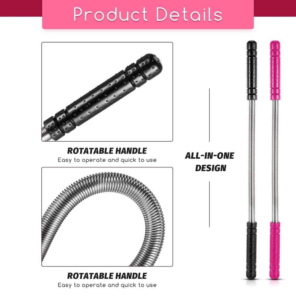 2 Pieces Facial Hair Remover Spring Eyebrow Face Epilator Threading Tool Remove Hair from Upper Lip, Chin, Cheeks and Neck for Women Girls or Men (Black, Rose Red)