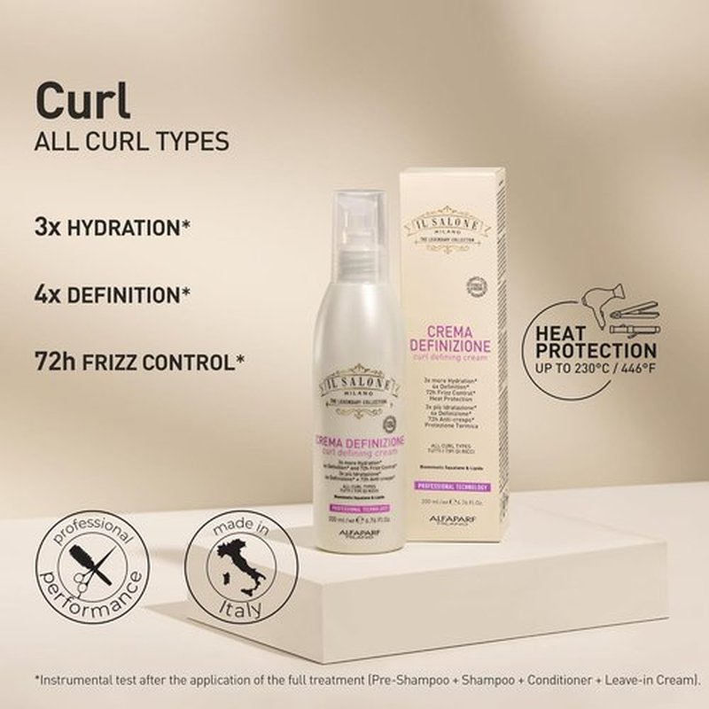 Il Salone Milano Curl Defining Cream - Anti-Frizz & Humidity Control - Adds Shine & Definition - 6.76 fl oz / 200ml