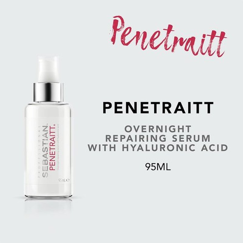 Sebastian Professional Penetraitt Overnight Repair Serum - Moisturizing Leave-In Treatment with Hyaluronic Acid & Niacinamide | 3.2 fl oz