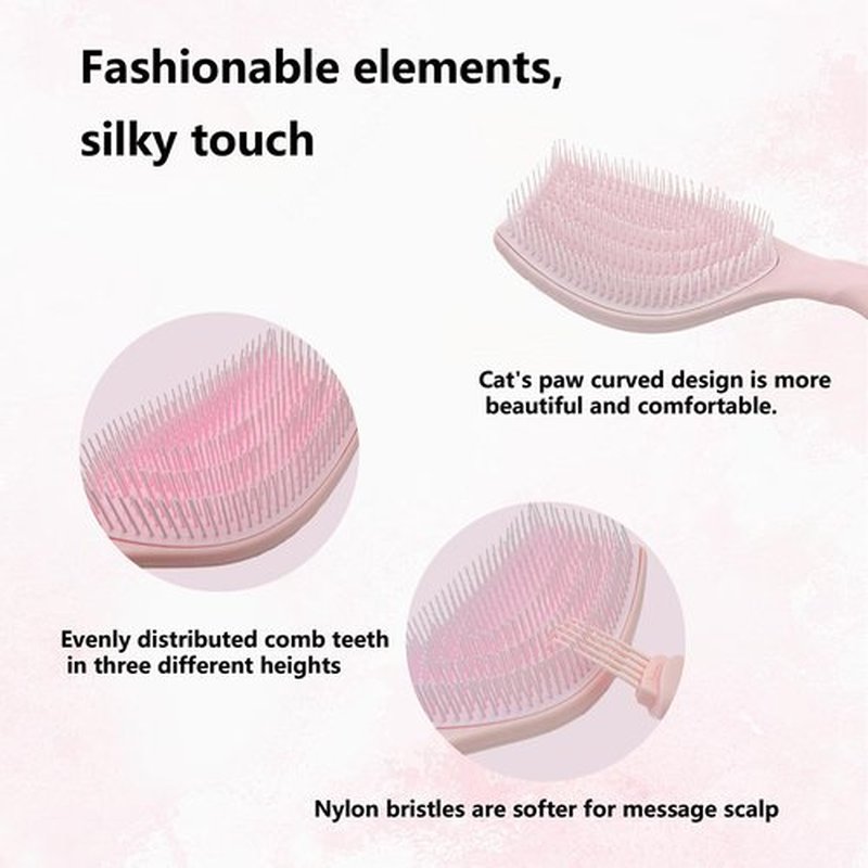 Homfu Hair Brush Set, Professional Styling Tools with Combs and Accessories, Pink, Gift Box Included (Pink Brush+Black Brush)