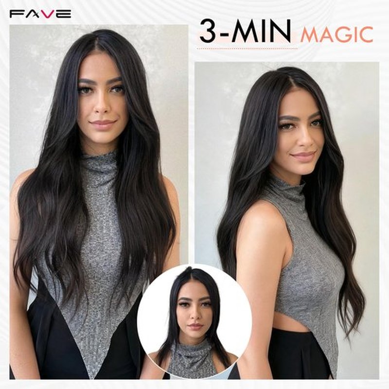 FAVE 18 Inch Clip in Human Hair Extensions 110g Seamless & Invisible Clip in Hair Extensions 100% Remy Human Hair Hairpieces for Volume & Length (Natural Black)