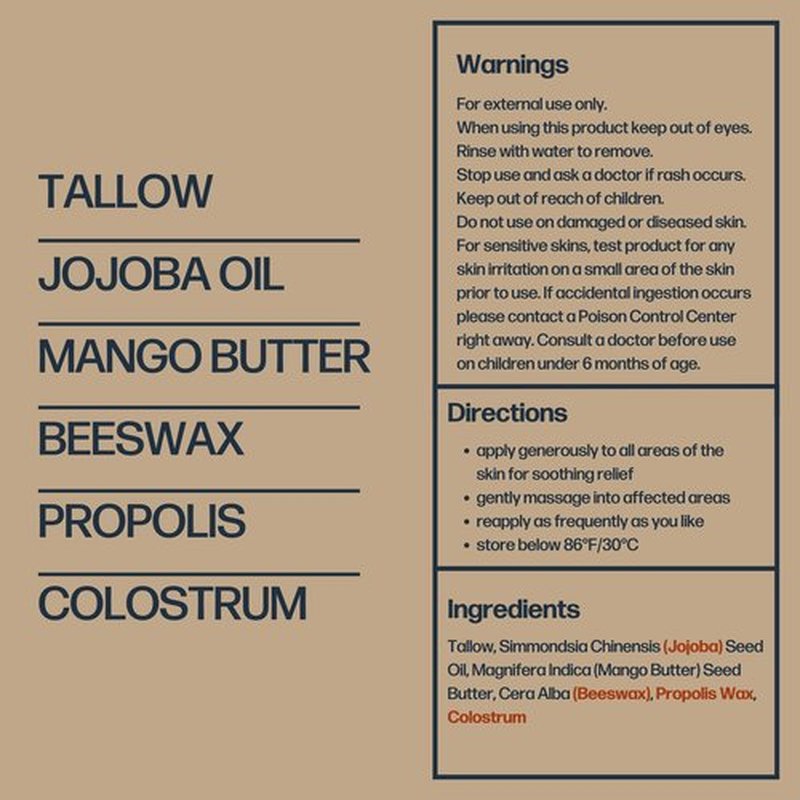 Sky and Sol Everything Cream | 100% Grass Fed Beef Tallow Moisturizer for Face and Body | Day & Night Skincare | Safe Natural Edible-Grade Ingredients | After-Sun Care | All Skin Types | 3 oz