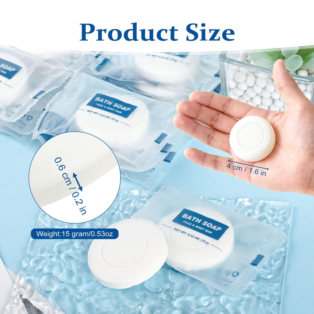 HAIFOTRVA 30 Pack Mini Travel Size Bar Soap Bulk,0.53 oz/15 grams Individually Wrapped Round Small Disposable Hotel Soap Bars Toiletries for Church,Homeless Gifts,Bathroom,Guest