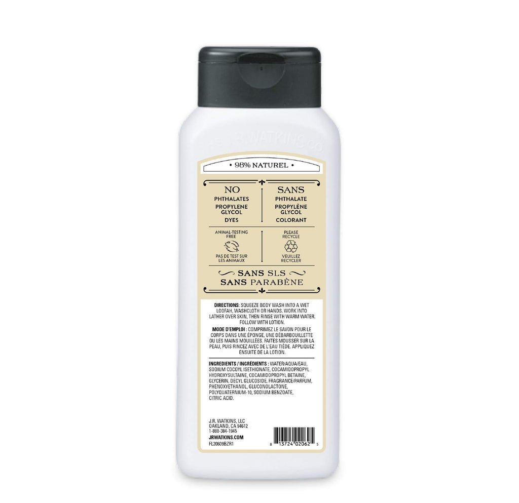 J.R. Watkins Daily Moisturizing Body Wash, Coconut Milk & Honey, 18 ounce (Pack of 6)