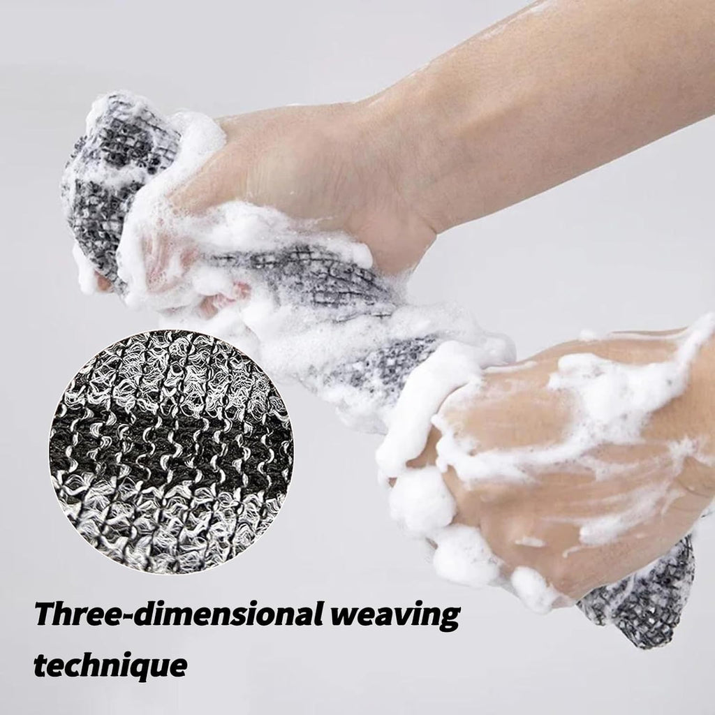Blissal Exfoliating Shower Towel, 2-in-1 Exfoliating Towel, Premium Scrub Wash Cloth for Body Face, Blissal exfoliating Towels-Body Scrubber with 2 Sides for All Skin Types (Black+Pink)