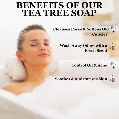 Nichalous 3PCS Tea Tree Soap, Tea Tree Relief Soap Bar, with Tea Tree Oil & Coconut Oil & Witch Hazel, Deep Pore Cleansing, Natural Herbal Foot Soaps Bar for Men & Women – 3.5 oz
