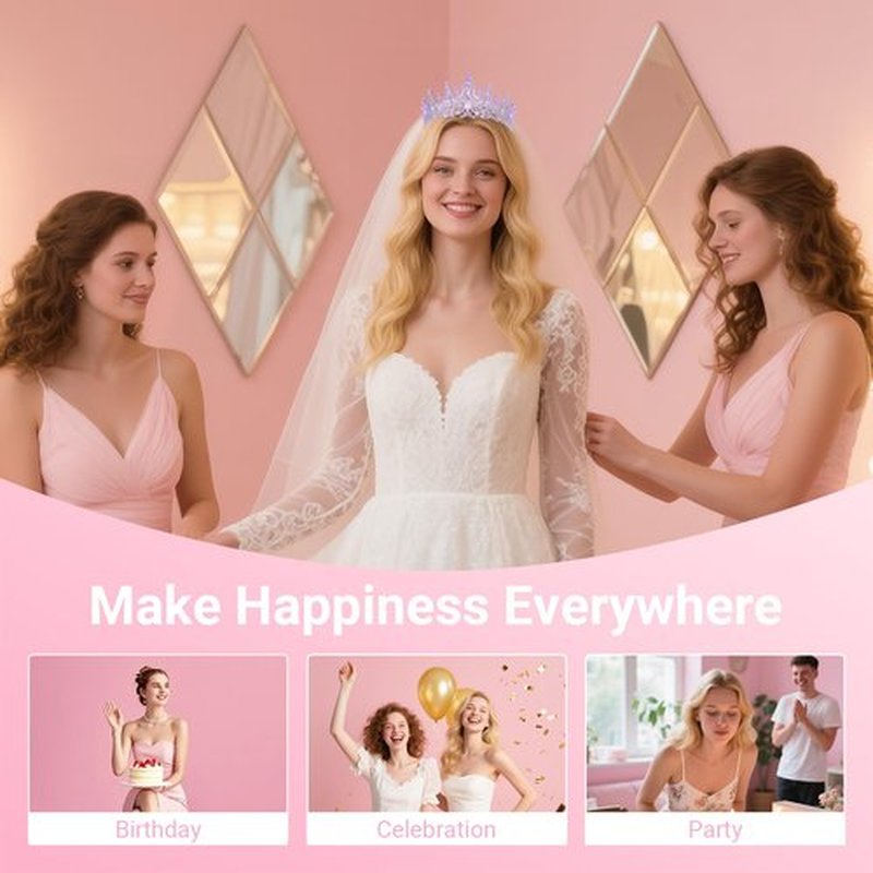 Papoopy Tiara Crown for Women, Headband Hair Accessories for Birthday Wedding Party Costume (D-Purple)