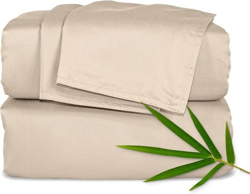 Pure Bamboo Twin XL Sheets - Luxuriously Soft Organic Viscose Bed Sheet Set | Cooling & Durable (Almond)