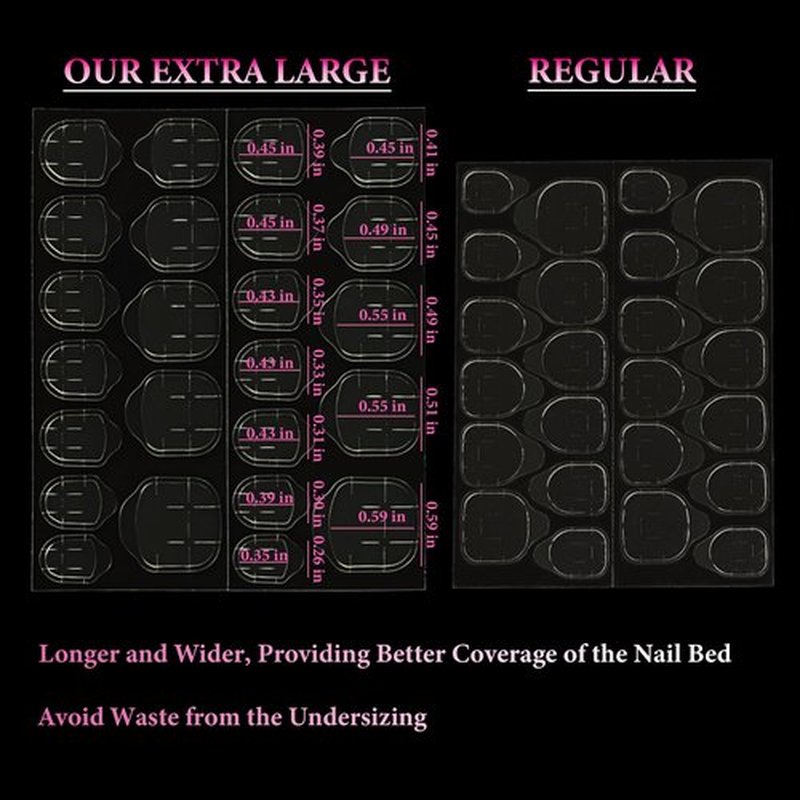 Fomkrio 1200Pcs Nail Adhesive Tabs, Extra Large Sticky Tabs for Nails, 50 Sheets Double Sided Thick & Strong Glue Stickers for Press on Manicure