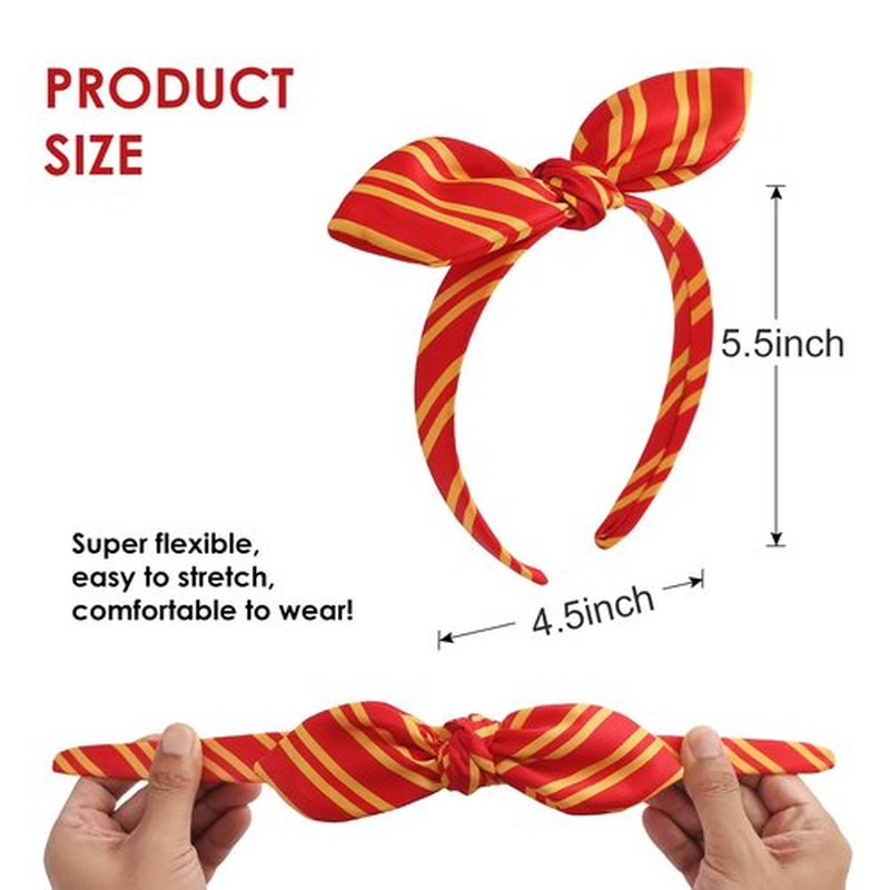 JiaDuo Knotted Bow Headband for Women Wizard Costume Striped Headwear Halloween Party Trip Witch Cosplay Hair Accessories Red