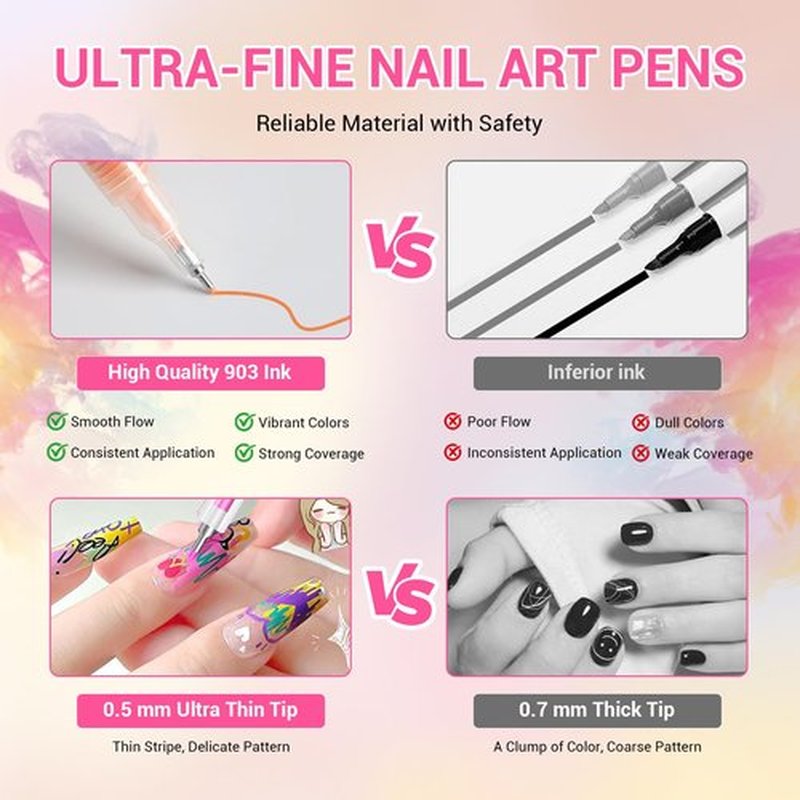 12 Colors Nail Art Pens, Fine Tips Nail Polish Pens Quick Dry, Graffiti Dotting Pen Acrylic Painted Pen Kit 3d Nail Polish Pens Drawing Painting for Diy Nails Art Design Manicure Tools