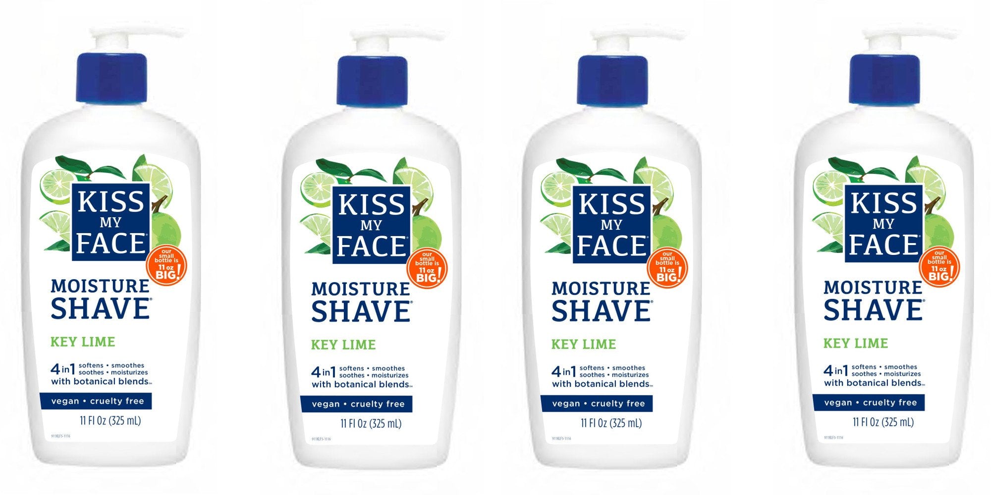 Kiss My Face Moisture Shave Shaving Cream, Key Lime Shaving Soap, 11 oz (pack of 4)