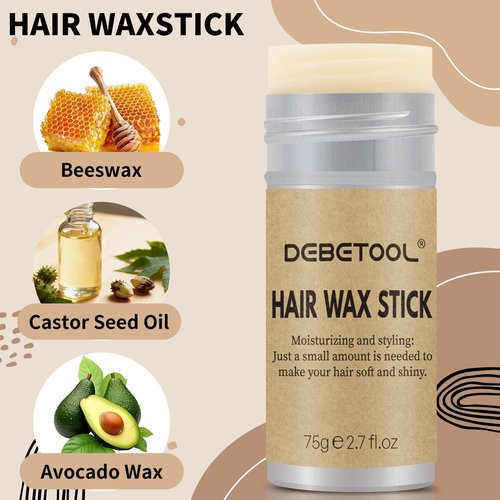 DEBETOOL 10-Piece Slick Back Hair Brush Set - Boar Bristle Hair Styling Tools Kit with Edge Brush & Wax Stick for Men Women, Kid