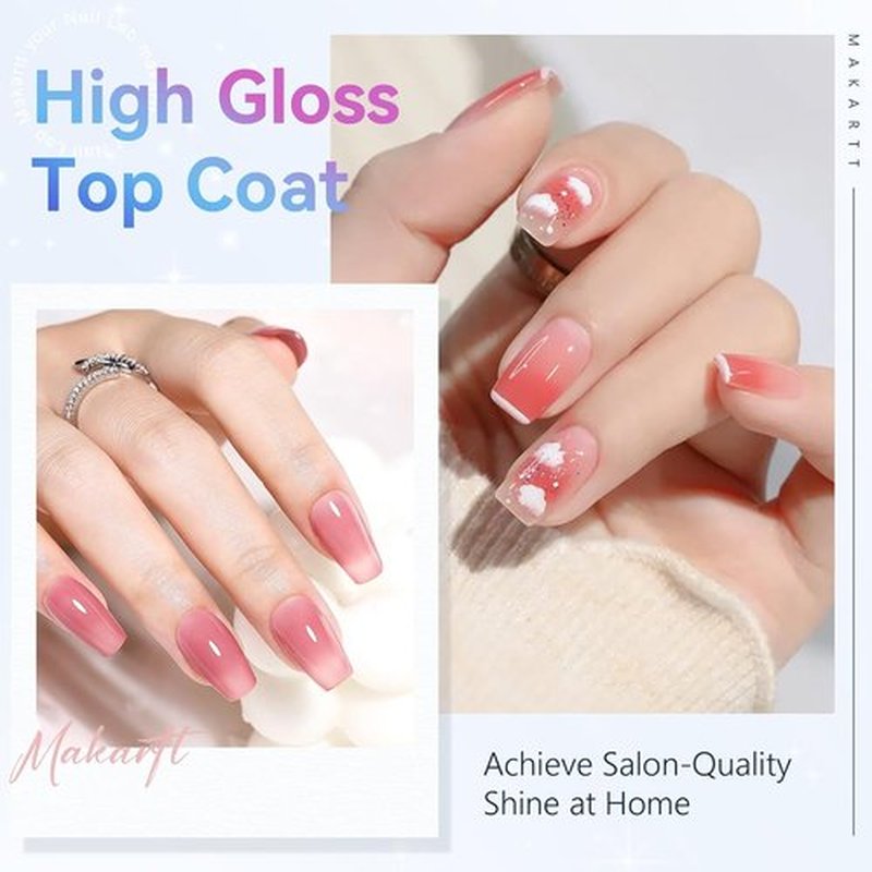 Makartt Gel Top Coat - No Wipe High Gloss Nail Polish | Long Lasting 10ML Clear Soak Off for Salon Quality Art