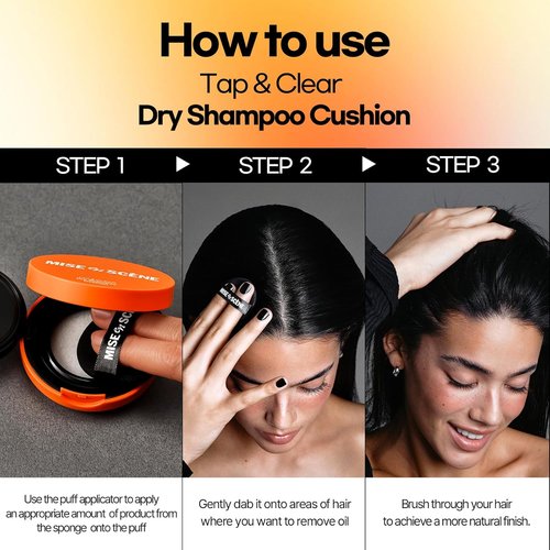 Mise En Scene Tap And Clear - Korean Dry Shampoo Cushion | No White Cast, Non-Toxic Formula | Travel Size