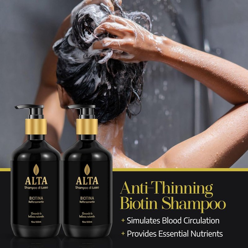 All Goods Alta Biotin + Caffeine Shampoo - DHT Blocker for Hair Loss & Thinning | 10oz Thickening Formula