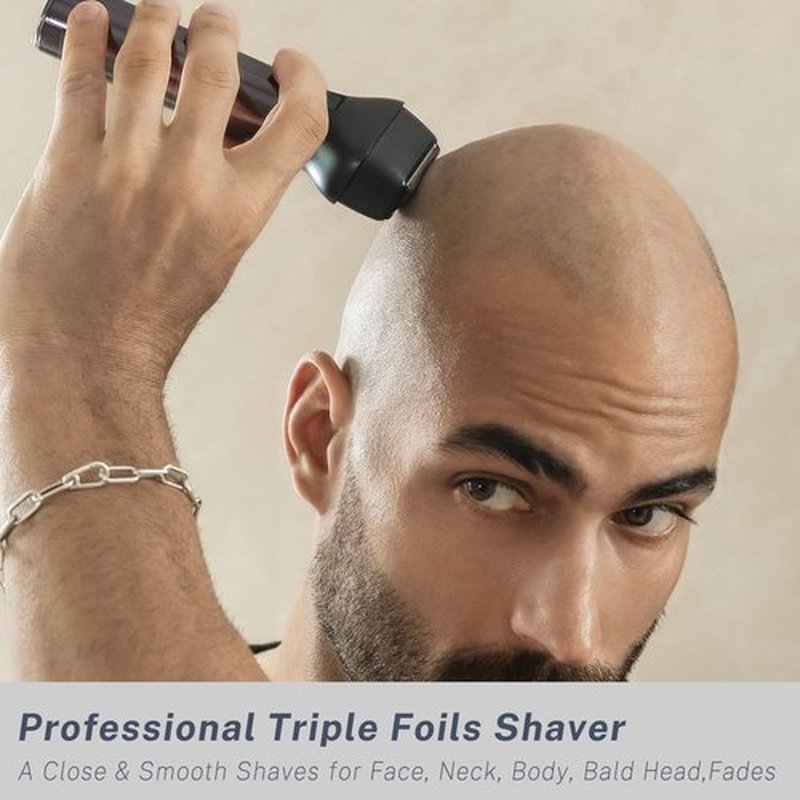 Beard Trimmer and Clippers Set for Men with Foil Shaver, Professional 3-in-1 Mens Shaving Fades Kit with Nose Trimmer, IPX7 Waterproof Wet/Dry, Precise Dial Adjustable 20 Settings, USB-C Rechargeable