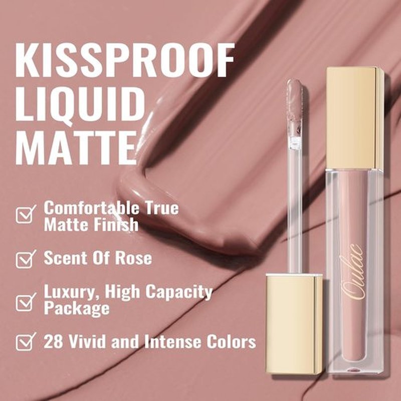Oulac Matte Liquid Lipstick - Long Lasting Pink Nude Lip Stain | Waterproof, Creamy Formula with Vitamin E, Vegan