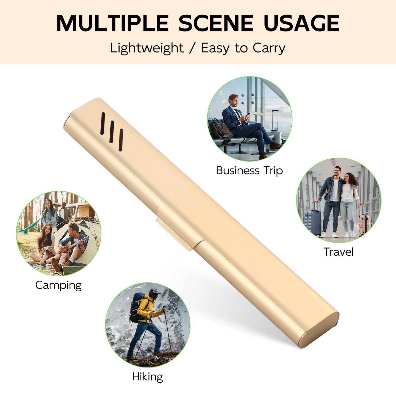 Glowivize Travel Toothbrush Case, 2Pack Portable Toothbrush Holders, Durable Aluminum Toothbrush Storage Box, Small Breathable Manual Toothbrush Container for Traveling, Camping, Business Trip - Gold