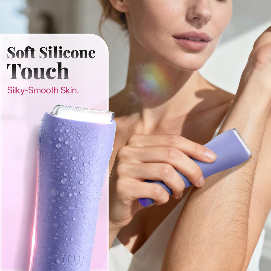 Krofaue Bikini Trimmer for Women, Gentle Painless Electric Razor for Silk Skin, IPX6 Waterproof Pubic Hair Trimmer & Body Shaver, Easy to Use & Clean, for Arms, Legs, Underarms, Private Area