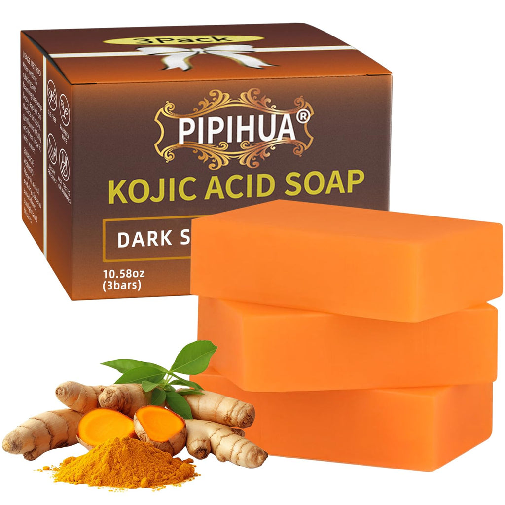 PIPIHUA Kojic Acid Soap - Turmeric Soap with Turmeric & Lemon & Collagen & Hyaluronic Acid & Glutathione